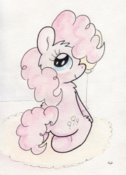 Size: 723x1004 | Tagged: safe, artist:slightlyshade, pinkie pie, earth pony, pony, balloon, plot, solo, traditional art