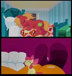 Size: 3232x3392 | Tagged: safe, artist:shrunken-littlebro12, apple bloom, big macintosh, earth pony, pony, big macinpred, bigger macintosh, brother and sister, comic, cute, female, fetish, filly, giant pony, happy, inside, macro, male, micro, mouth, non-fatal vore, siblings, stallion, uvula, vore