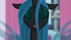 Size: 800x450 | Tagged: safe, screencap, queen chrysalis, changeling, changeling queen, a canterlot wedding, adorkable, animated, bouncing, cute, cutealis, dork, dorkalis, eyes closed, female, gif, happy, hopping, invisible stallion, jumping, loop, open mouth, out of context, perfect loop, pronking, silly, silly pony, smiling, solo