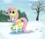 Size: 2008x1762 | Tagged: safe, artist:otakuap, fluttershy, pegasus, pony, bare tree, boots, breath, clothes, cute, fluffy, hoofprints, looking up, raised hoof, scarf, smiling, snow, snowfall, solo, tree, winter