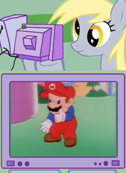 Size: 563x771 | Tagged: safe, derpy hooves, pegasus, pony, derp, exploitable meme, female, mare, mario, nintendo, super mario bros., super mario world, tv meme