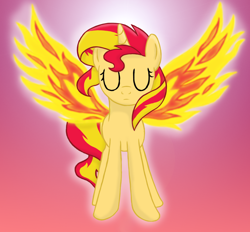 Size: 1266x1177 | Tagged: safe, artist:deannaphantom13, sunset shimmer, pony, my past is not today, cute, eyes closed, fiery shimmer, fiery wings, frown, glow, shimmerbetes, solo, sunset phoenix, sunshine shimmer