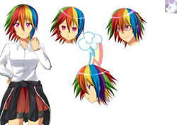 Size: 1024x722 | Tagged: safe, artist:achaoticdotstar, derpibooru import, rainbow dash, human, clothes, concept art, female, humanized, simple background, solo, white background