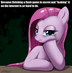 Size: 900x913 | Tagged: safe, artist:johnjoseco, pinkie pie, earth pony, pony, fighting is magic, fighting is drama, text