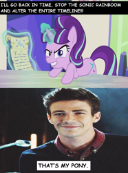 Size: 955x1284 | Tagged: safe, starlight glimmer, pony, unicorn, the cutie re-mark, barry allen, comic sans, cutie map, meme, that's my pony, that's my x, the flash, time travel, twilight's castle