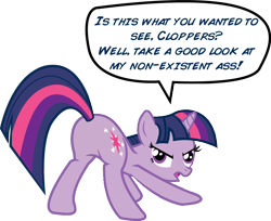 Size: 872x713 | Tagged: safe, artist:alisonwonderland1951, derpibooru import, twilight sparkle, pony, featureless crotch, female, inverted mouth, mare, plot, solo, text, twiplot sparkle