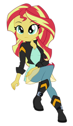 Size: 1200x2058 | Tagged: safe, artist:discorded-joker, sunset shimmer, human, equestria girls, rainbow rocks, boots, clothes, cute, jacket, leather jacket, pants, shimmerbetes, shoes, simple background, solo, transparent background