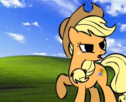 Size: 724x582 | Tagged: safe, artist:sk8termike, applejack, earth pony, pony, cloud, cloudy, sky, windows