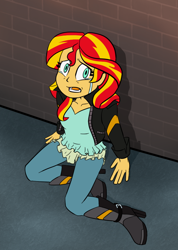 Size: 694x977 | Tagged: safe, artist:catlover1672, sunset shimmer, equestria girls, rainbow rocks, crying, scared, solo