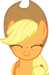 Size: 722x1105 | Tagged: safe, applejack, earth pony, pony, female, happy, mare, smiling, tired