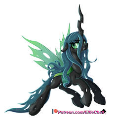 Size: 2700x2800 | Tagged: safe, artist:katakiuchi4u, queen chrysalis, changeling, changeling queen, commission, female, patreon, patreon logo, simple background, solo, transparent background