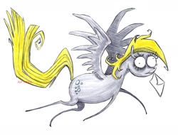 Size: 1280x972 | Tagged: safe, artist:dracunnum, derpy hooves, pegasus, pony, female, mare, style emulation, tim burton