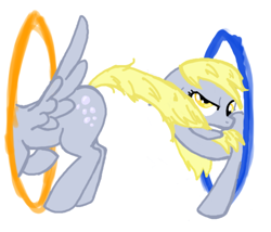 Size: 680x582 | Tagged: safe, derpy hooves, pegasus, pony, female, mare, portal, solo