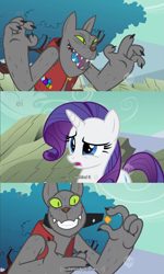 Size: 851x1415 | Tagged: safe, edit, edited screencap, screencap, rarity, rover, pony, unicorn, a dog and pony show, caption, comic, screencap comic, youtube caption