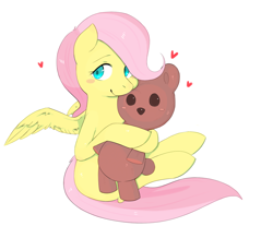 Size: 1100x910 | Tagged: safe, artist:japananon, artist:昔の傷口, fluttershy, pegasus, pony, blank flank, teddy bear