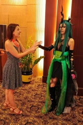 Size: 802x1200 | Tagged: safe, queen chrysalis, human, china ponycon, clothes, cosplay, costume, irl, irl human, kelly sheridan, photo