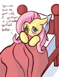 Size: 2550x3300 | Tagged: safe, artist:fauxsquared, fluttershy, pegasus, pony, bed, blanket, cold, sick