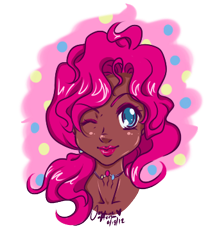 Size: 349x390 | Tagged: safe, artist:jazzie-simone, pinkie pie, dark skin, female, humanized, pink hair, solo