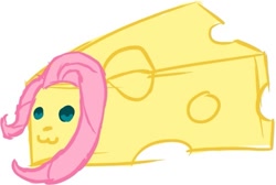 Size: 559x376 | Tagged: safe, fluttershy, barely pony related, best character on the show, cheese, pink hair, solo, transformation