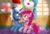 Size: 1573x1082 | Tagged: safe, artist:zorbitas, pinkie pie, pokey pierce, earth pony, pony, balloon, female, male, pokeypie, shipping, straight