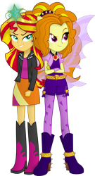 Size: 3563x6577 | Tagged: safe, artist:mit-boy, adagio dazzle, sunset shimmer, equestria girls, rainbow rocks, boots, fin wings, pony ears, shoes, simple background, transparent background, vector