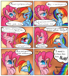 Size: 1024x1126 | Tagged: safe, artist:madacon, derpibooru import, pinkie pie, rainbow dash, earth pony, pegasus, pony, maud pie (episode), comic, frown, grin, scared, shivering, smiling, wide eyes