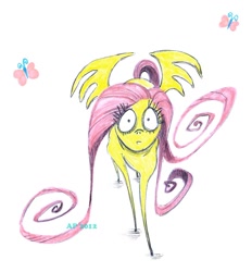 Size: 1280x1377 | Tagged: safe, artist:dracunnum, fluttershy, pegasus, pony, female, mare, style emulation, tim burton