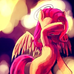 Size: 1000x1000 | Tagged: safe, artist:mewball, fluttershy, pegasus, pony, female, halo, mare, solo