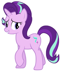 Size: 7000x8200 | Tagged: safe, artist:tardifice, starlight glimmer, pony, unicorn, every little thing she does, absurd resolution, away, cute, female, glimmerbetes, mare, raised hoof, simple background, smiling, solo, transparent background, vector, walking