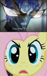 Size: 640x1030 | Tagged: safe, edit, edited screencap, screencap, fluttershy, pegasus, pony, stare master, dio brando, jojo's bizarre adventure, stare, the stare