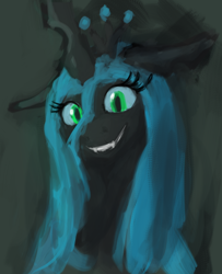 Size: 1280x1578 | Tagged: safe, anonymous artist, queen chrysalis, changeling, changeling queen, 30 minute art challenge, bust, portrait, smiling, solo