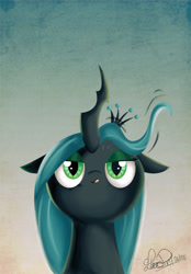 Size: 556x800 | Tagged: safe, artist:chibi91, queen chrysalis, changeling, changeling queen, female, green eyes, horn, solo