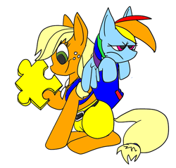 Size: 599x572 | Tagged: safe, artist:battybuddy, applejack, rainbow dash, earth pony, pegasus, pony, banjo kazooie, female, mare