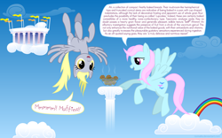 Size: 1600x1000 | Tagged: safe, artist:issmafia, derpy hooves, wind whistler, pegasus, pony, g1, female, g1 to g4, generation leap, mare, muffin