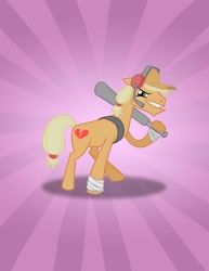 Size: 850x1100 | Tagged: safe, artist:cakensmoosher, applejack, applejack (male), earth pony, pony, alternate design, baseball bat, crossover, rule 63, scout, solo, team fortress 2