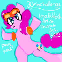 Size: 400x400 | Tagged: safe, artist:imarubbishartist, pinkie pie, earth pony, pony, 30 minute art challenge, female, mare, pink coat, pink mane, solo