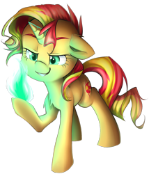 Size: 1370x1600 | Tagged: safe, artist:meotashie, sunset shimmer, pony, unicorn, magic, solo