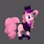 Size: 700x700 | Tagged: safe, artist:nuekodori, pinkie pie, earth pony, pony, clothes, hat, pixiv, simple background, solo, spats, top hat, tuxedo