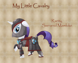 Size: 994x803 | Tagged: safe, artist:nimbostratus, rarity, pony, unicorn, armor, armorarity, crossover, mount and blade, solo