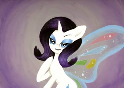 Size: 2395x1710 | Tagged: safe, artist:thecheeseburger, rarity, pony, unicorn, butterfly wings, female, glimmer wings, horn, mare, solo