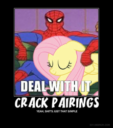 Size: 500x566 | Tagged: safe, fluttershy, pegasus, pony, 60s spider-man, crack shipping, demotivational poster, image macro, meme, shipping, spider-man