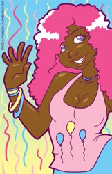 Size: 453x700 | Tagged: safe, artist:reidavidson, pinkie pie, cleavage, dark skin, female, humanized