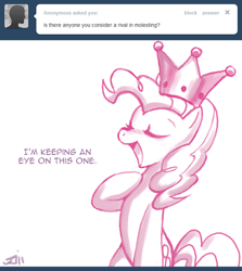 Size: 650x729 | Tagged: safe, artist:johnjoseco, pinkie pie, earth pony, pony, ask princess molestia, comic, crown