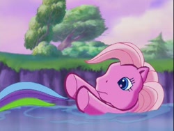 Size: 640x480 | Tagged: safe, pinkie pie, rarity (g3), earth pony, pony, g3, the runaway rainbow, river, tail, water, waterfall