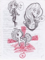 Size: 717x960 | Tagged: safe, artist:miss-scrawl, fluttershy, pegasus, pony, female, humanized, mare, skinny