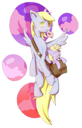 Size: 643x1000 | Tagged: safe, derpy hooves, dinky hooves, pegasus, pony, equestria's best mother, female, mare, pixiv