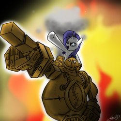 Size: 1000x1000 | Tagged: safe, artist:coffeycup, rarity, pony, unicorn, blitzcrank, crossover, league of legends