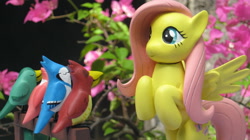 Size: 3648x2048 | Tagged: safe, fluttershy, pegasus, pony, avian, female, mare, pink mane, sculpture, yellow coat