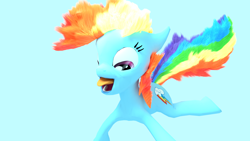 Size: 1920x1080 | Tagged: safe, artist:shastro, derpibooru import, rainbow dash, pegasus, pony, 3d, blender, faic, fluffy mane, simple background, solo, wingless