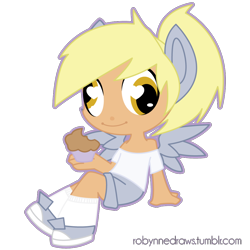 Size: 1000x1000 | Tagged: safe, artist:robynne, derpy hooves, eared humanization, humanized, winged humanization